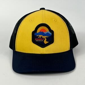 Scheels Mens Yellow Trucker Cap Baseball Hat Great Falls Montana Mesh Snapback